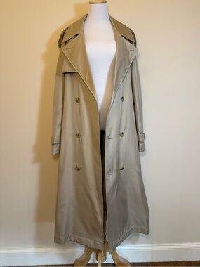 NWT Burberry Long Trench Coat Beige Millet 100% Silk US 8 UK 10 Fall Outerwear